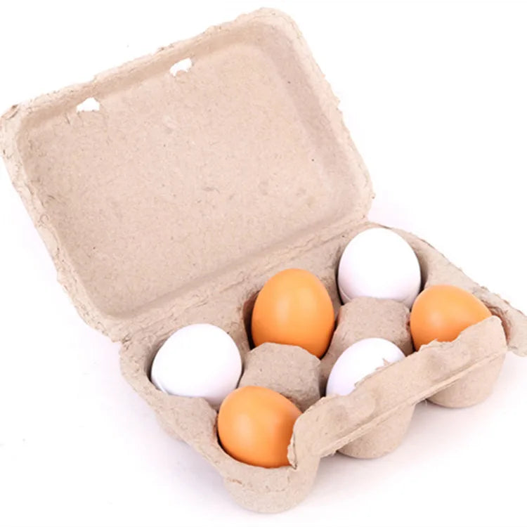 6pcs Wooden Play Eggs