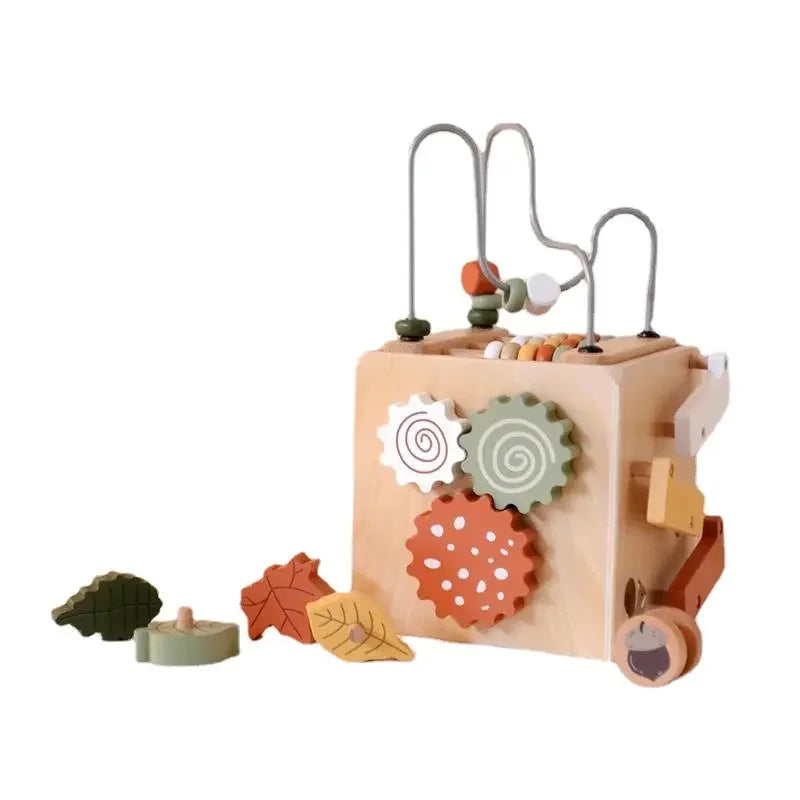 5 in 1 Wooden Busy Cube – Montessori Activity Toy
