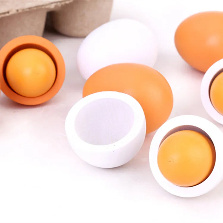 6pcs Wooden Play Eggs