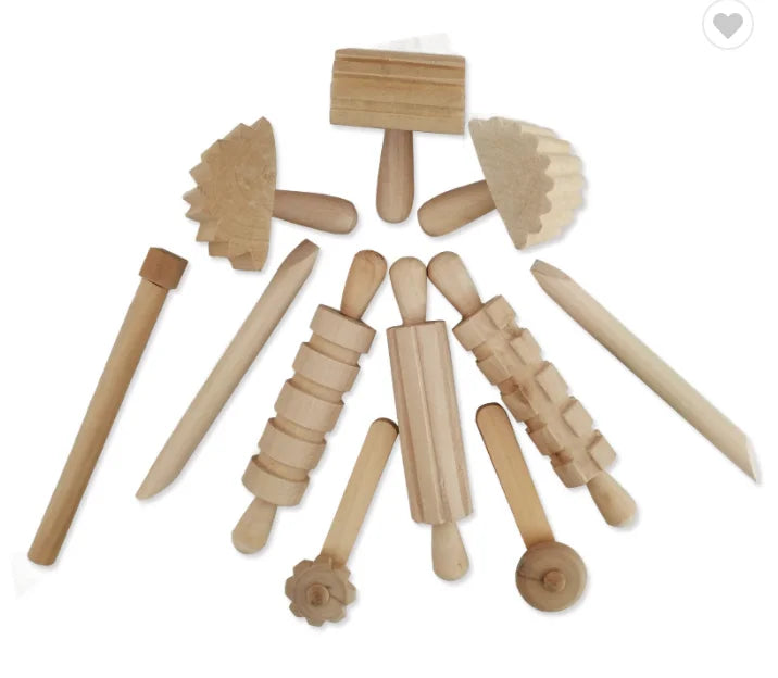 12pcs  Wooden Playdough Tool Kit