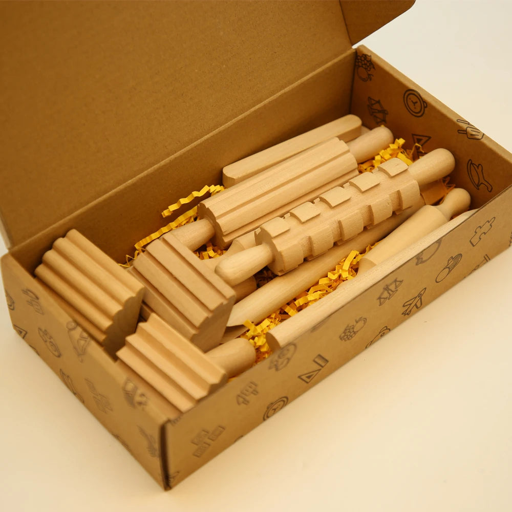 12pcs  Wooden Playdough Tool Kit
