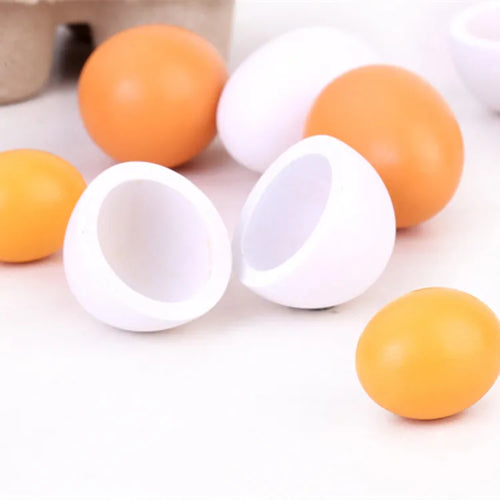 6pcs Wooden Play Eggs