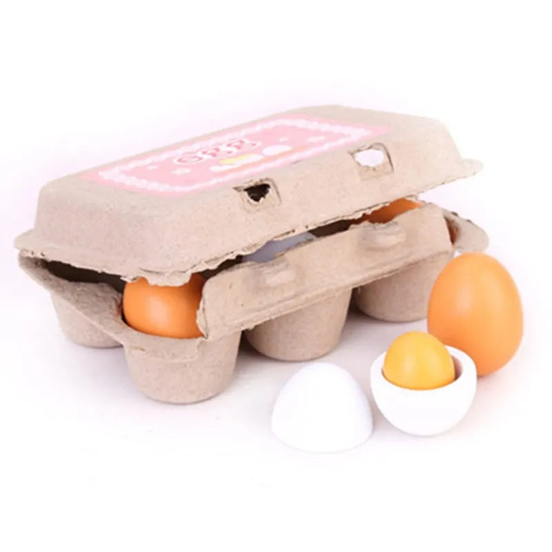 6pcs Wooden Play Eggs
