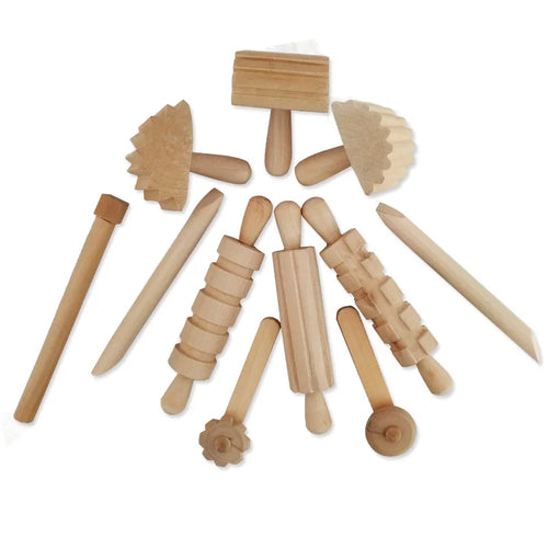 12pcs  Wooden Playdough Tool Kit