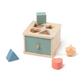 Montessori wooden shape sorting toy with colourful blocks