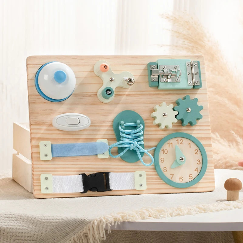 Montessori Wooden Busy Board – Fine Motor Skills Toy