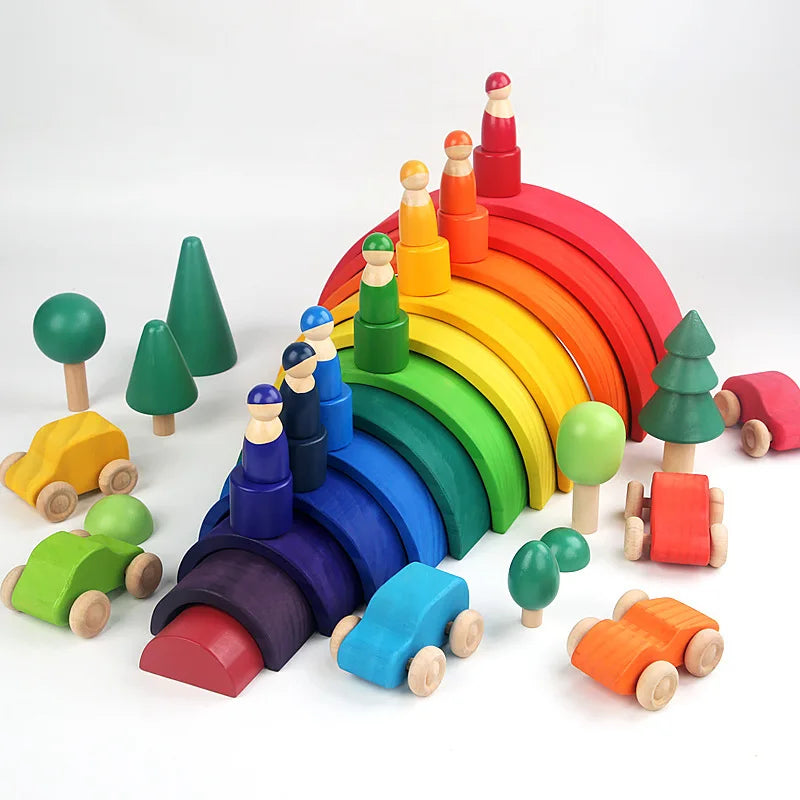 Wooden Montessori Rainbow Stacker for imaginative play
