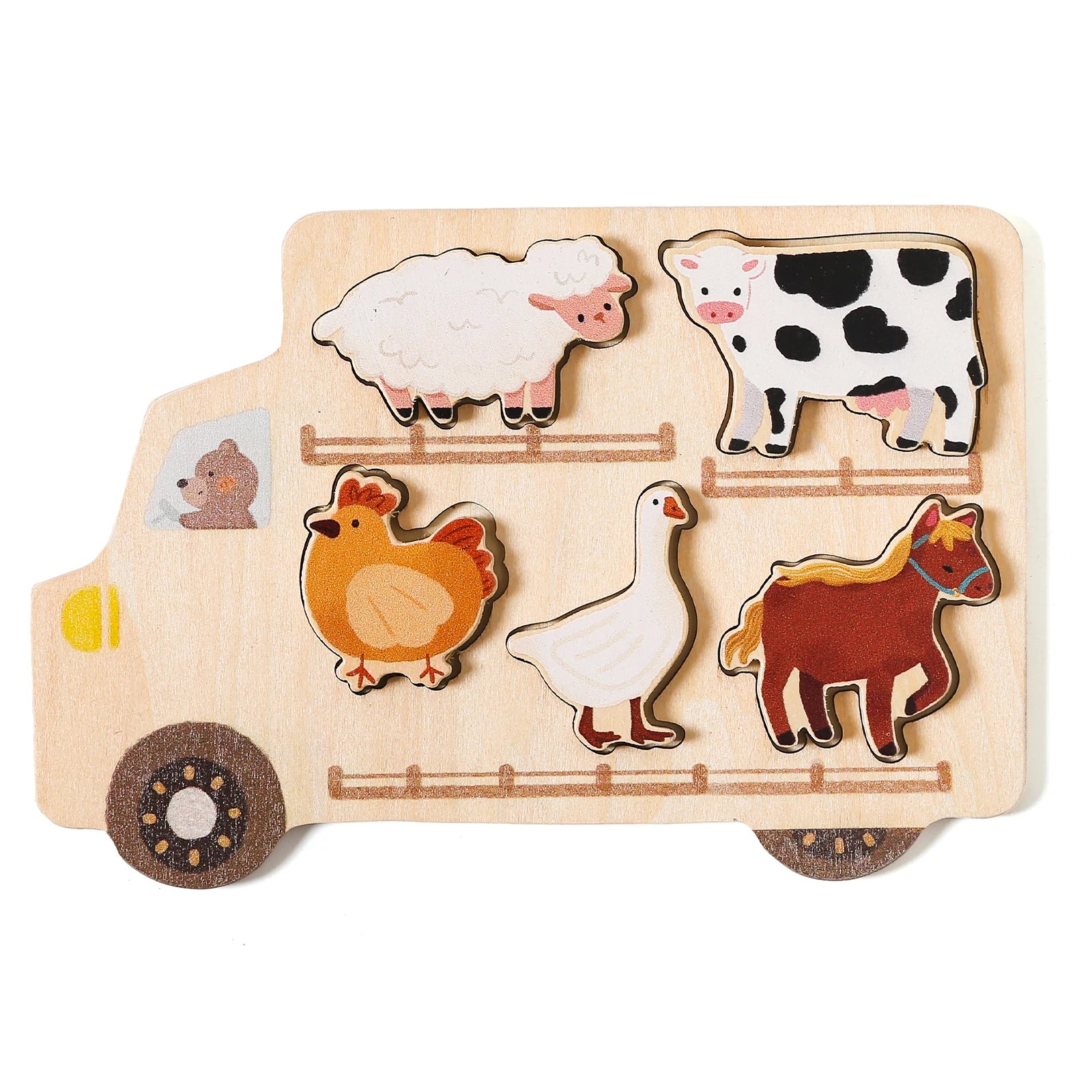 Wooden Vehicle Puzzle & Play Set – Learn, Match & Imagine
