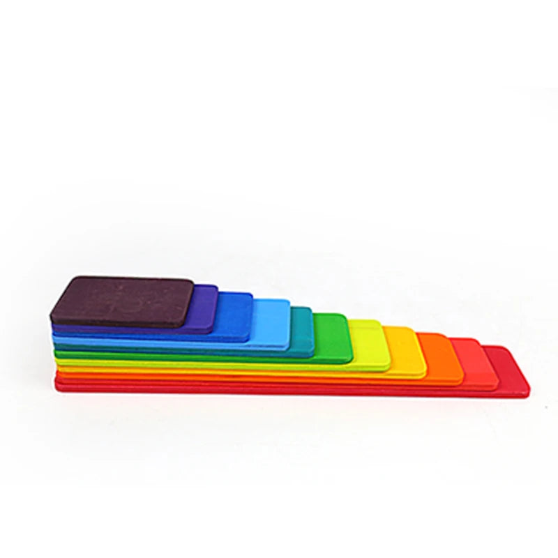 Educational wooden rainbow stacker for screen-free learning