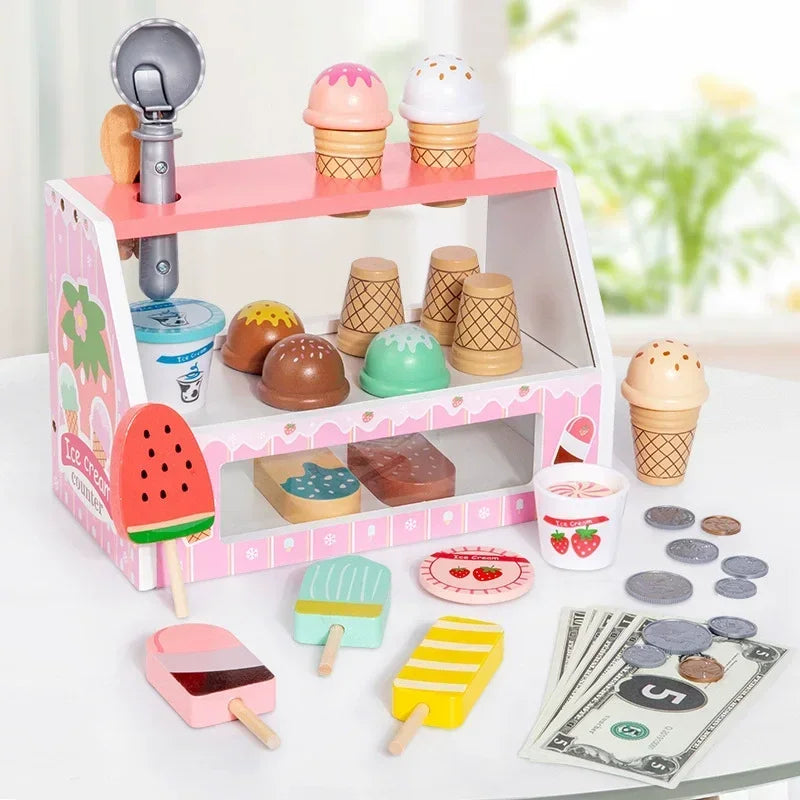 Wooden Ice-Cream Stall Play Set