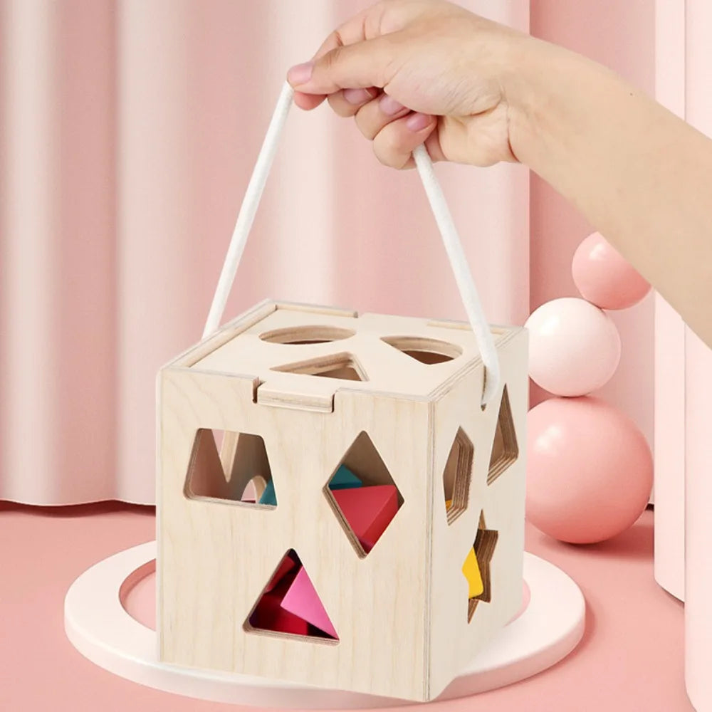 Educational wooden shape sorting toy for early learning