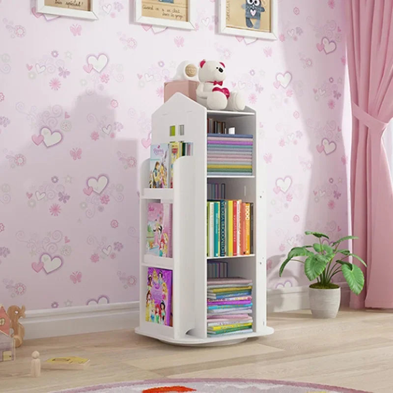 Four-tier children's book storage shelf made from wood