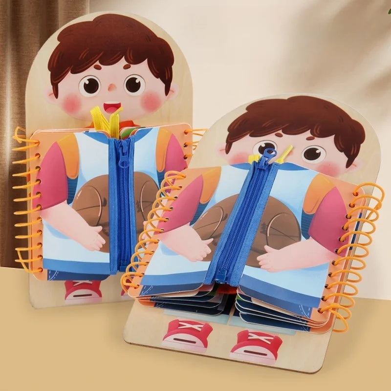 Wooden Multi-Layer Dressing Busy Board for toddlers